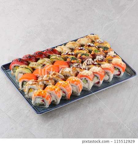 sushi set on the black stone 115512929