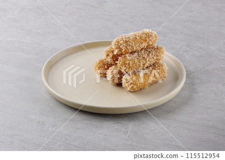 fried mozzarella cheese sticks breaded 115512954