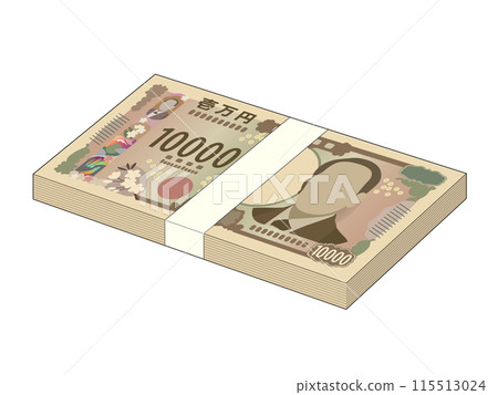 一疊價值 100 萬日圓的新版 10,000 日圓紙幣 一疊價值 100 萬日圓的新版 10,000 日圓紙幣 115513024