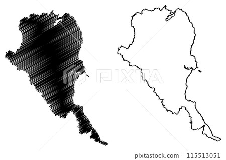 Shire of Douglas (Commonwealth of Australia, Queensland state) map vector illustration, scribble sketch Douglas map 115513051