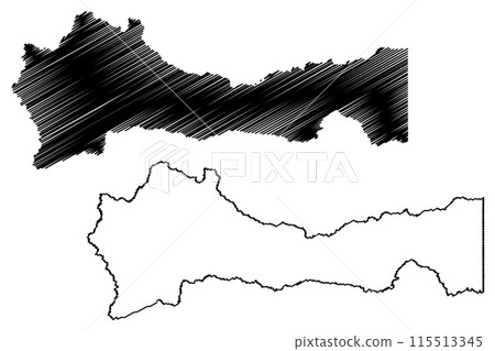 Alto Alegre municipality (State of Roraima, Municipalities of Brazil, Federative Republic of Brazil) map vector illustration, scribble sketch Alto Alegre map 115513345