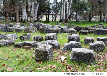 Ancient stone ruins in forest Ancient stone ruins in forest 115513395