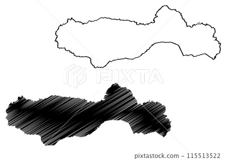 Mucajai municipality (State of Roraima, Municipalities of Brazil, Federative Republic of Brazil) map vector illustration, scribble sketch Mucajai map 115513522