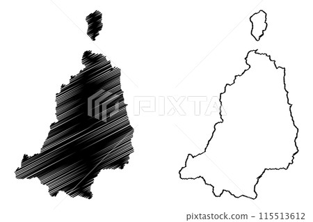 Visp District (Switzerland, Swiss Confederation, Canton of Valais or Wallis) map vector illustration, scribble sketch Bezirk Visp map 115513612