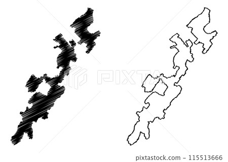 Broye-Vully District (Switzerland, Swiss Confederation, Canton of Vaud, Waadt or Vod) map vector illustration, scribble sketch Bezirk Broye Vully map 115513666