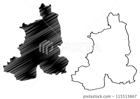Brugg District (Switzerland, Swiss Confederation, Canton of Aargau) map vector illustration, scribble sketch Bezirk Brugg map 115513667