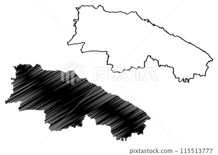 Kreuzlingen District (Switzerland, Swiss Confederation, Canton of Thurgau or Thurgovia) map vector illustration, scribble sketch Bezirk Kreuzlingen map 115513777