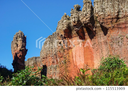 sandstone geological monuments, or Arenitos, in Vila Velha State Park. Ponta Grossa, Parana, Brazil 115513909