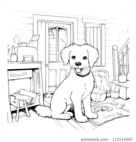 Dog In His House Coloring Pages Drawing For Kids Dog In His House Coloring Pages Drawing For Kids 115514097
