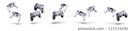Set of video game joysticks gamepad isolated on a white background 115514200