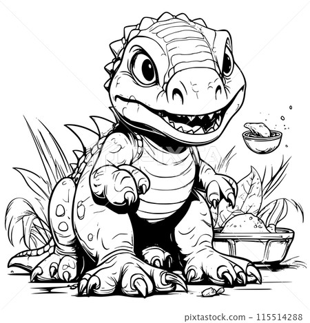 Dinosaur Feeding Coloring Page for Kids Dinosaur Feeding Coloring Page for Kids 115514288