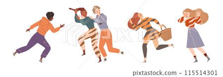 Afraid People Character Scared and Terrified Dodge Vector Set Afraid People Character Scared and Terrified Dodge Vector Set 115514301