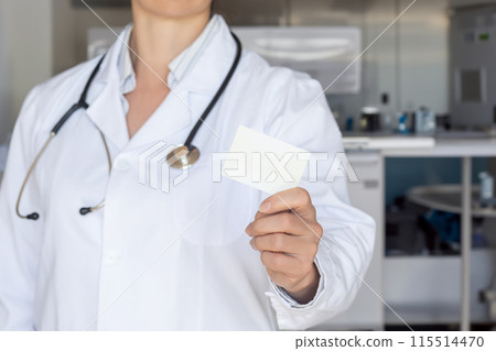 Doctor showing card . 115514470
