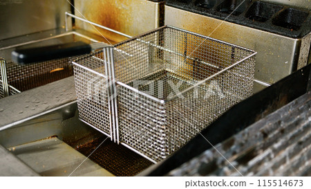Empty Professional Kitchen Fryer Waiting For Ingredients  115514673