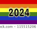 LGBT. 2024. LGTB. Lgbt flag, gay, lesbian, lgbtq flag. Gay pride symbol. Lgbt fist in rainbow colors on background. Symbol of mutual support. Heart rainbow. Men and women with the flag. 115515206