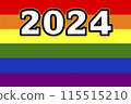 LGBT. 2024. LGTB. Lgbt flag, gay, lesbian, lgbtq flag. Gay pride symbol. Lgbt fist in rainbow colors on background. Symbol of mutual support. Heart rainbow. Men and women with the flag. 115515210