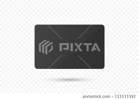 Vector Black Gift Card, Certificate, Guest Room, Plastic Hotel Apartment Keycard, ID Card, Sale, Credit Card Design Template for Mockup, Branding. Top View 115515392