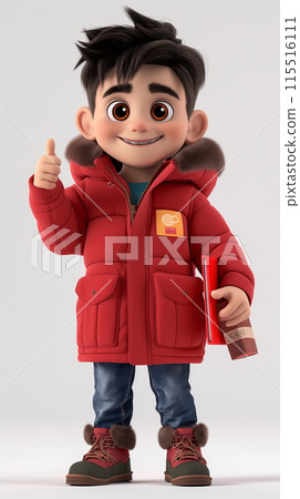 Animated Boy in Red Jacket Giving Thumbs Up 115516111