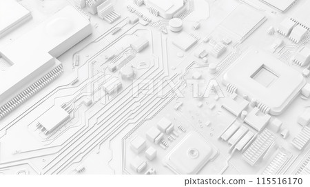 White Monochrome Detailed Circuit Board Landscape 115516170