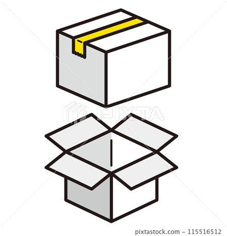 Closed and open cardboard boxes illustration Closed and open cardboard boxes illustration 115516512