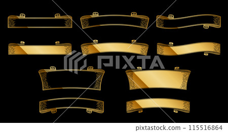 A retro vintage horizontal frame set with a luxurious gold design. 115516864