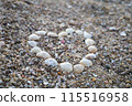 Seashell heart washed up on the beach 115516958