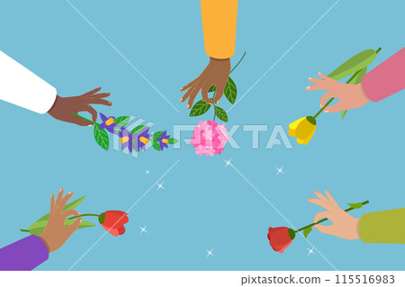 3D Isometric Flat Vector Illustration of Charity and Donation, Give and Share Your Love to People 115516983