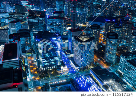 Yokohama night view: View from Yokohama Landmark Tower, toward Yokohama Station 115517124