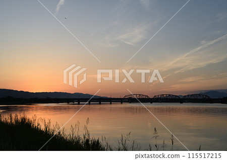 on the riverbed in the morning 115517215