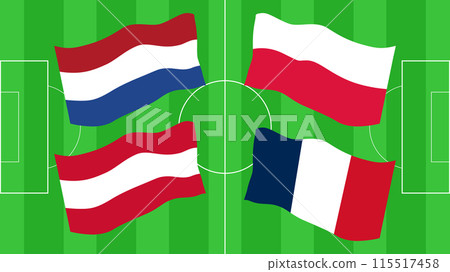 Euro Football Championship event 2024 in Germany. Group D. Poland Netherlands Austria France. Layout banner background poster web design. Vector illustration. 115517458