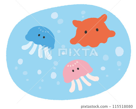 Illustration of a jellyfish and a octopus 115518080