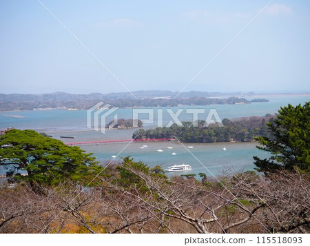 松島西行莫東松公園的壯麗景色是日本三大風景之一。 松島西行莫東松公園的壯麗景色是日本三大風景之一。 115518093