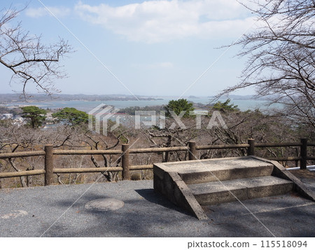 A spectacular view from Saigyo-Modoshi-no-Matsu Park in Matsushima, one of the Three Most Scenic Spots of Japan A spectacular view from Saigyo-Modoshi-no-Matsu Park in Matsushima, one of the Three Most Scenic Spots of Japan 115518094