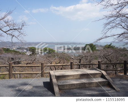 A spectacular view from Saigyo-Modoshi-no-Matsu Park in Matsushima, one of the Three Most Scenic Spots of Japan A spectacular view from Saigyo-Modoshi-no-Matsu Park in Matsushima, one of the Three Most Scenic Spots of Japan 115518095