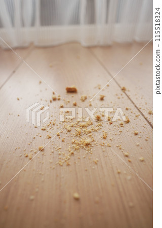 Dirt and dust on wooden floor Dirt and dust on wooden floor 115518324