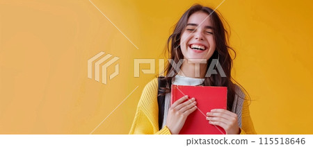 Happy student with a backpack and a red... - Stock Illustration ...