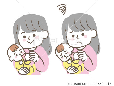 一位母親餵嬰兒喝奶的插圖集 115519017