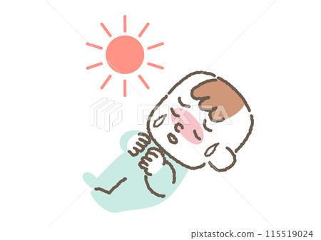 中暑的嬰兒插畫 115519024