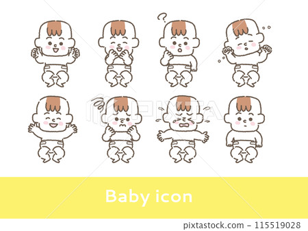 穿尿布的嬰兒臉部表情插圖集 115519028
