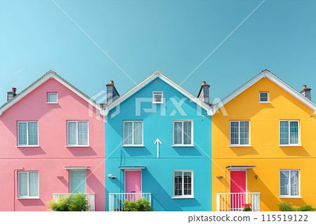 Photo 2: A row of colorful houses (AI-generated image) 115519122