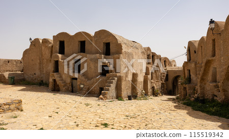Fortified village with houses and granaries, sights of Tunisia. Ksar of Medenine, Berber, Tataouine Fortified village with houses and granaries, sights of Tunisia. Ksar of Medenine, Berber, Tataouine 115519342