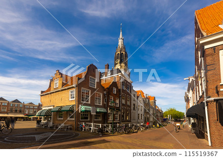 Picturesque landscape of the city streets of Delft 115519367