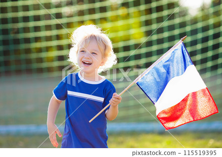 France football fan kids. Children play soccer. France football fan kids. Children play soccer. 115519395