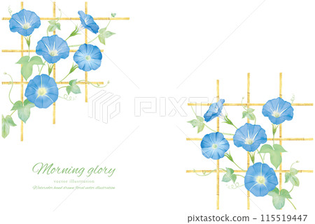 Watercolor hand-drawn blue morning glory frame Watercolor hand-drawn blue morning glory frame 115519447