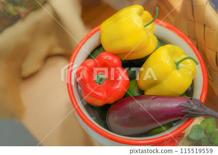 Colorful vegetables and fruits in a basket 115519559