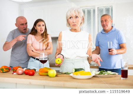 Portrait of a offended mature woman who had a conflict with her family Portrait of a offended mature woman who had a conflict with her family 115519649