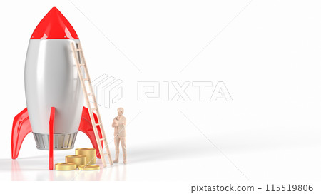 The rocket and coins on white background  for Business concept 3d rendering. 115519806