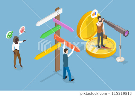 3D Isometric Flat Vector Illustration of Business Decision, Successful Guidance 3D Isometric Flat Vector Illustration of Business Decision, Successful Guidance 115519813