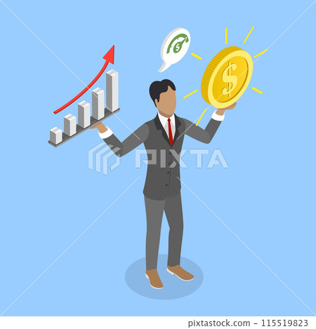 3D Isometric Flat Vector Illustration of Value and Price Balance, Value Stock Vs Growth Stock 3D Isometric Flat Vector Illustration of Value and Price Balance, Value Stock Vs Growth Stock 115519823