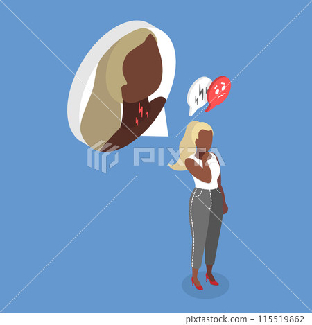 3D Isometric Flat Vector Illustration of Sore Throat Symptoms, Bacterial Infection 3D Isometric Flat Vector Illustration of Sore Throat Symptoms, Bacterial Infection 115519862